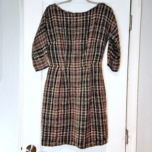 Vintage 1950s Nali Bee Casuals Plaid Wool Tweed Dress Size 14